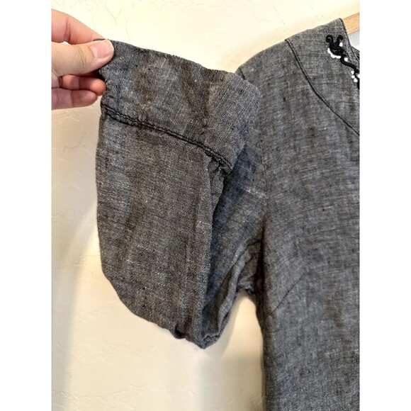 JM Collection Womans Linen Embroidered Top Size 14 Boho Artsy Lagenlook Western - Picture 7 of 10